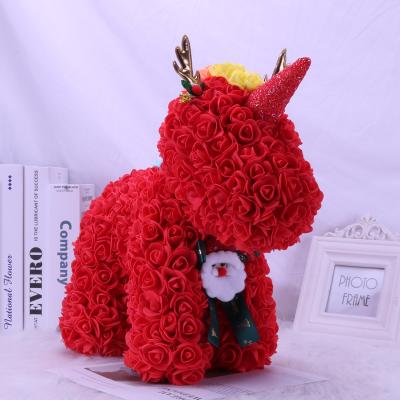 China 2021 Eco-Friendly Product Ideas New 40cm Teddy Bears Made From Roses with Rose Valentine Day Gift Preserved Flower Rose Unicorn for sale