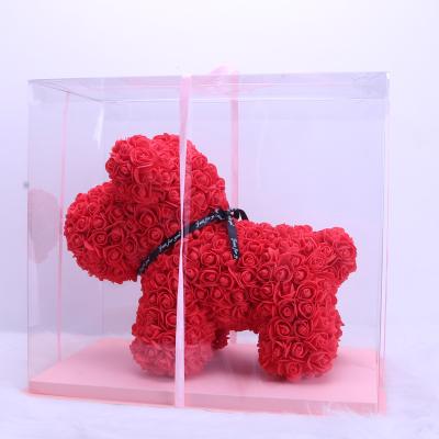 China Beautiful Hot Sale Colorful Rose Soap Foam Flower Artificial Rabbit And Dog New Year Gifts For Women Valentines Gift for sale