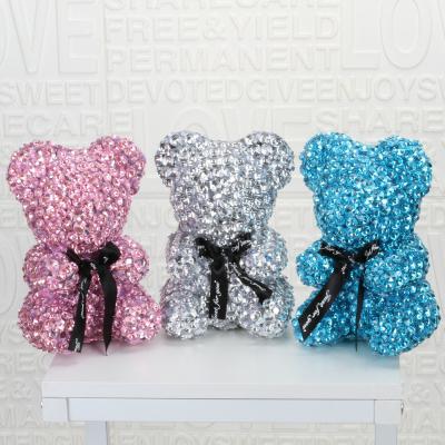 China Rose Bear Diamonds Crystal Bear 25cm High Quality Eco-friendly With Gift Box For Valentine's Day Christmas Gifts for sale