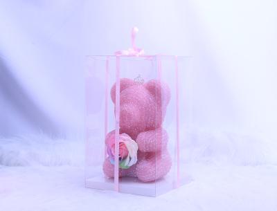 China Celebration 25cm Red Pink White Custom Crystal Valentine Gift Teddy Diamond Rose Bear With Box for sale