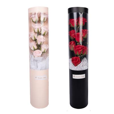 China Fashional Tondo Round Flower Boxes Bucket Florist Bouquet Boxes Gift Packing Box Decorations Flower Home Bouquet Holder for sale