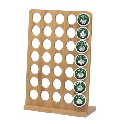 China Sustainable Bamboo Coffee Pod Holder 35 K-Cups Pods Organizer Coffee Display Rack for sale