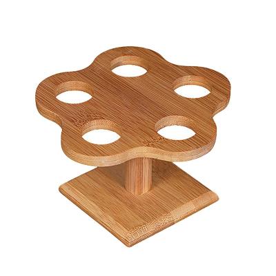 China Freshness Keeping Ice Cream Cone Holder 5 Holes Cupcake Display Stand Bamboo Snow Cones Show Rack For Handmade Sushi Rolls for sale