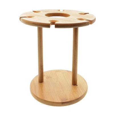 China Hot Sale Sustainable Table Bamboo Glass 6 Cup Wine Cup Storage Rack Bamboo Display Rack for sale