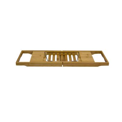 China HOT New Sustainable Expandable Bamboo Bathroom Storage Rack Tub Tray for sale