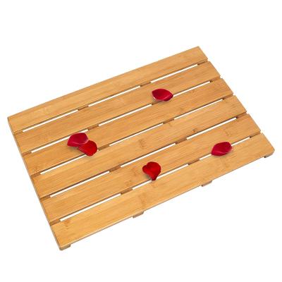 China Sustainable Bath Shower Mat Bamboo Bathroom Floor Non-Sliding Square Spa Sauna Mat for sale