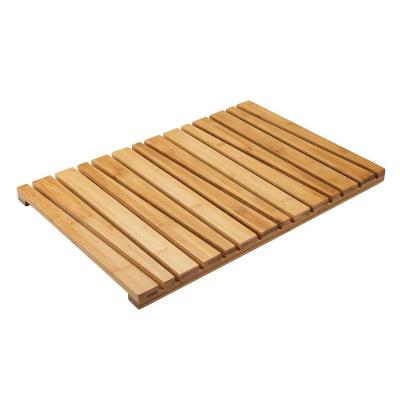 China 100% Sustainable Angled Non-Slip Rectangular Bamboo Spa Bath Mat For Bathroom Showers, Tubs, Floors for sale