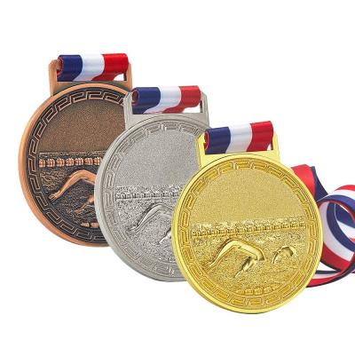 China Souvenir Medals Gold Swimming Silver Bronze Medals For Swimming Well-Crafted Swim Award Medals Set for sale