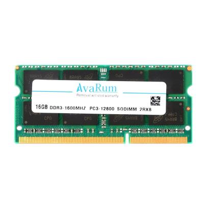 China Original high quality laptop 16gb SODIMM PC3-12800 2Rx8 LAPTOP AvaRum chipsets ddr3 1600mhz for memory RAM for sale