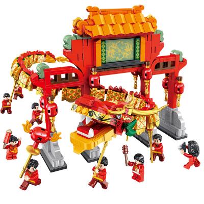 China Chinese traditional legoing toy Educational Legoi building block 610006 of Toy Panlos building block set dragon bricks diy dance parade for sale