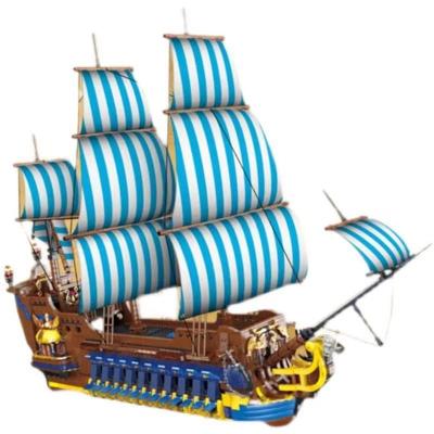 China DIY TOY Mork New Model 031011 Sail Building Block Pirate Ship Building Blue Bricks Block Toys Compatible with legoing block for sale