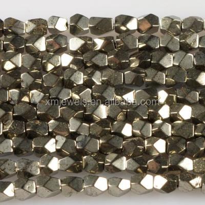 China Iridescent / Iridescent Faceted Tricks Gold Pyrite Nuggets Loose Beads 4mm 6mm 8mm 10mm for sale