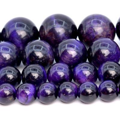 China Jewelry Making Purple Tiger Eye Beads 8mm , Blue Tiger Eye Semi-precious Stone Beads for sale