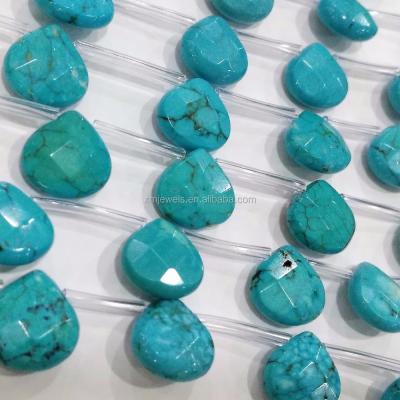 China Jewelry Making Howlite Turquoise Gemstone Faceted Teardrop Briolette Beads Natural for sale