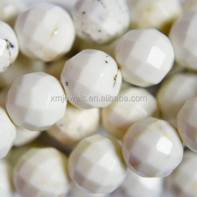 China White Turquoise Pleochroic / Pleochroism Faceted Gemstone Buffalo Howlite Round Bead for sale