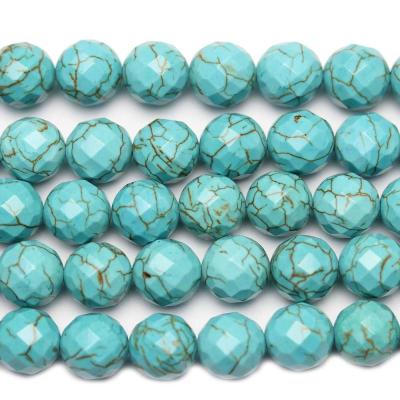 China Jewelry Making Faceted Howlite Turquoise Beads Round 8 Mm Gemstone Beads for sale