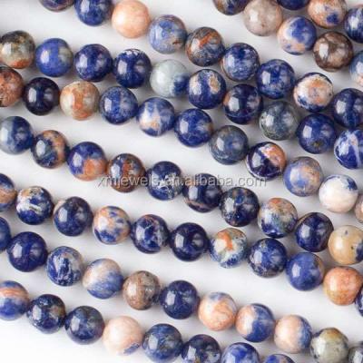 China Jewelry Making Round Gemstone Loose Beads Orange Blue Sodalite Beads for sale