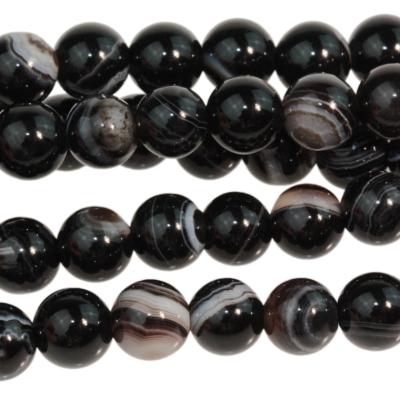 China Jewelry Making Black Sardonyx Smooth Round Beads , Black Onyx Stone Beads Wholesale for sale