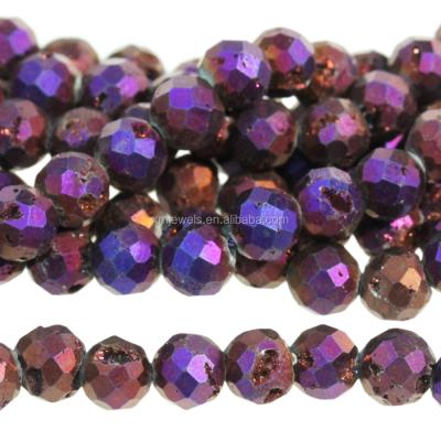 China Jewelry Making Gemstone Round Druzy Agate Faceted Beads , Natural Semi Precious Stone Dzi Jewelry Making Bead for sale