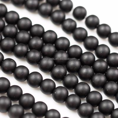 China Other Natural Matte Black Onyx Loose Matte Black Gemstone Beads Beads for sale