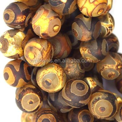 China 12mm Frosted Pleochroic / Pleochroism Matte Tibetan Eye Agate Gemstone Beads for sale