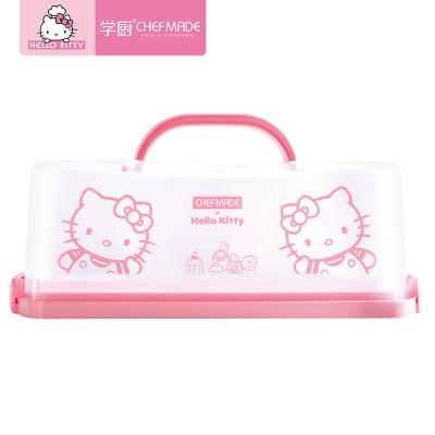 China CHEFMADE KT7106 Sustainable Portable Plastic Rectangular Food Storage Keeper Carrier Bread Loaf Box with Transparent Lid and Handle for sale