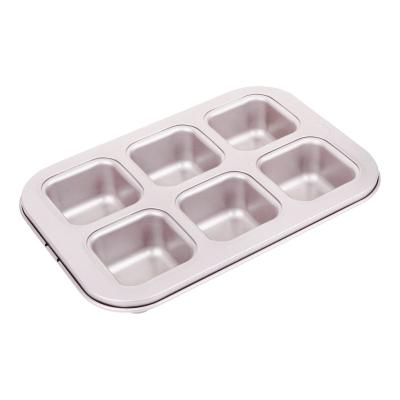 China CHEFMADE WK9150 Carbon Steel Bakeware 6-Cavity Non-Stick Viable Square Roll Pan Blondie Brownie Cake Pan for Oven Baking for sale