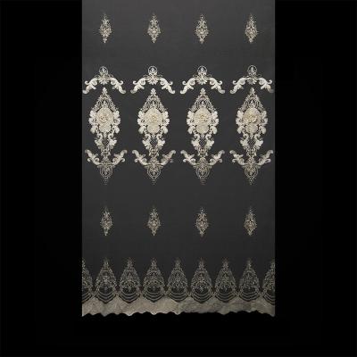 China 100% Luxury Fine Turkish Russian Insulated Polyester Tulle Style Curtain Fabric For Living Room for sale