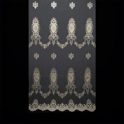 China Luxury Blackout Insulated Tulle Embroidery Blackout And Gold Curtains For Luxury Living Room for sale