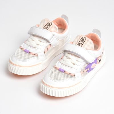 China Round Kids Mesh Sneakers Children Breathable Walking White Shoes for sale