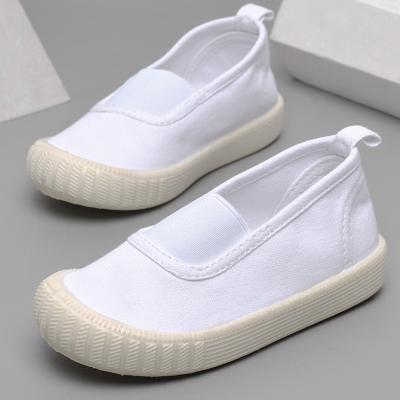 China Breathable Students Kids School White Blank Slip On Canvas Casual Sneakers for sale