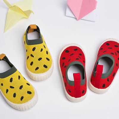 China Wholesale Round Customize Lovely Kids Fabric Knitting Slip On Daily Sports Shoes Kids Sneakers for sale