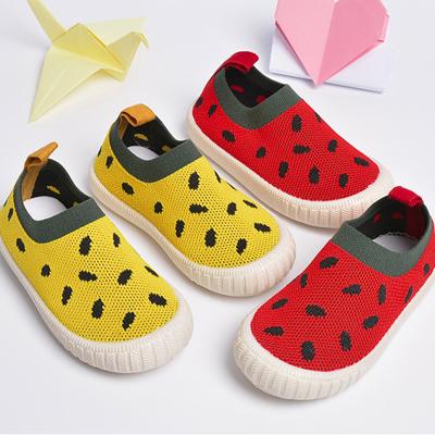 China Latest Style DIY Round Fruit Kids Outdoor Knitting Cloth Slip On Casual Shoes Customized for sale