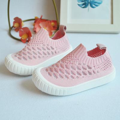 China Breathable Children's Shoes Daily Fly Knitted Upper Solid Colors Children's Sports Shoes Wholesale for sale