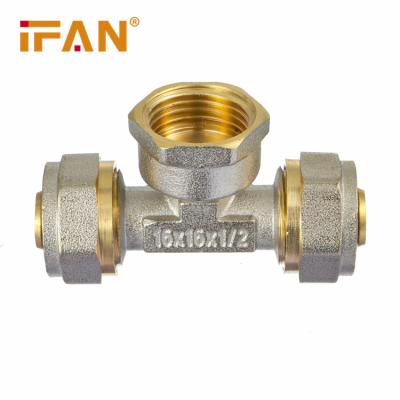 China Water IFAN Customized Female Thread PEX Pipe Fittings Brass Tee Brass Compression Fitting for sale