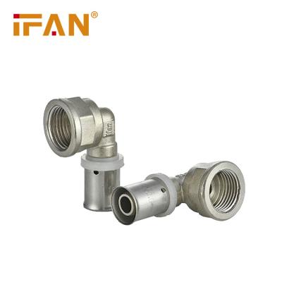 China Water IFAN Wholesale Female Threaded Elbow Pex Pipe Fitting Water Tubing Fitting Brass Pex Press Fitting for sale