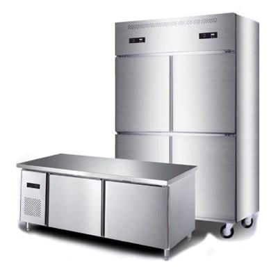 China COMPRESSOR Upright Cooler Stainless Steel Kitchen Freezer 4 Doors Fridge To Keep Cool for sale