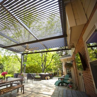 China Motorized Opening Aluminum Alloy Aluminum Louvre As Outdoor Roof Sun Canopy Pergola for sale