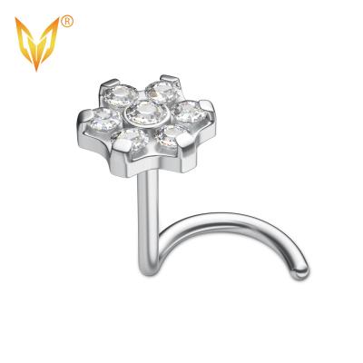 China LDOIT Punk Titanium ASTM F136/G23 6 CZ Blaze Set In Bloom Tops Titanium Nose Screw For Woman for sale