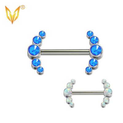 China LDOIT ASTM F136/G23 Punk Titanium Internally Threaded 5-Opal Stone Tops Nipple Rings Piercing Jewelry For Women for sale