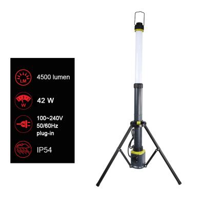 China Built-in receptacle for daisy chain up to 5 units 100~240V Omniglo 4500 high lumen AC tripod multi-function waterproof portable plug-in folding stand led area work light for sale