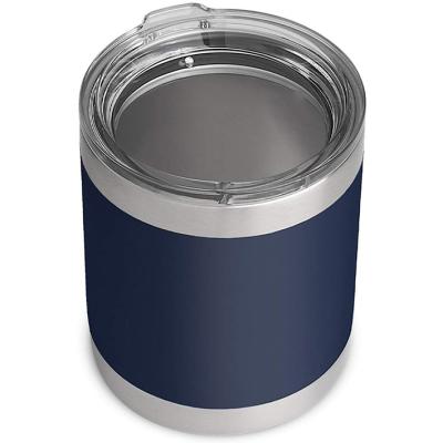 China Hot Selling Disposable 10oz LowBall 18/8 Stainless Steel Vacuum Insulated Tumbler With Magslider Lid And Standard Lid Navy Blue for sale