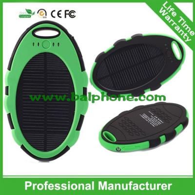 China 2015 Newest Colorful Water/dirt/shock proof 5000mah Portable Solar Powerbank with two USB for sale