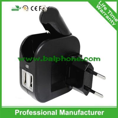 China travel emergency us plug eu pin wall car 2in1 charger for sale