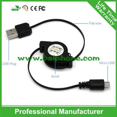 China Extension Colorful 5 pin Micro Logo Custom Retractable Usb Cable for sale