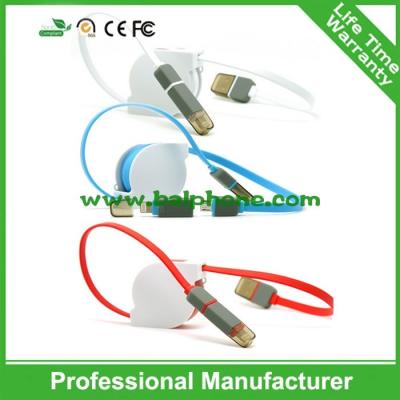 China Wholesale custom colorful 2 in 1 retractable 5pin micro usb cable for sale