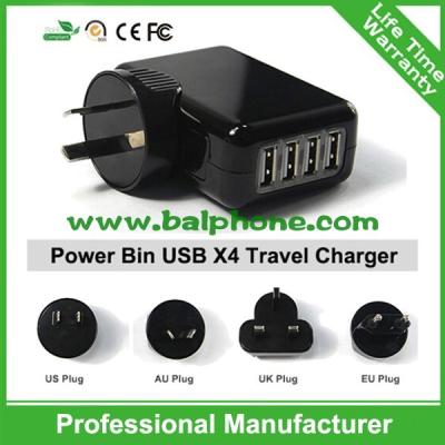 China UK,EU,US,AU Plug 4 port mobile phone charger 4 Port USB Travel charger for sale