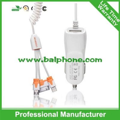 China car charger with cable 3 in 1 for IP4/5/6/V8 for sale