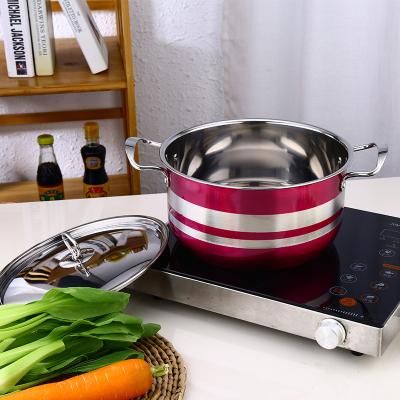 China Sustainable Colorful Stainless Steel Cooking Pot Kitchenware Sets 8 Pcs Cookware Kitchen Pot for sale