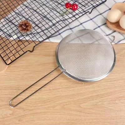 China Sustainable Frying Basket Stock Stainless Steel Kitchen Cooking Restaurant Colander Strainer Mesh for sale